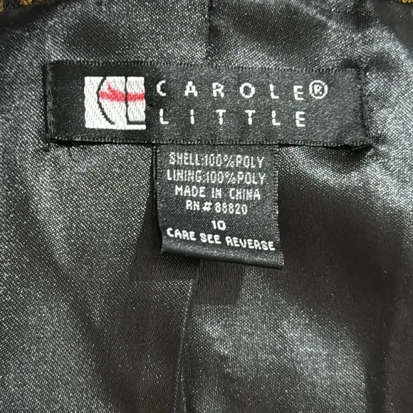 Carole Little Vintage Brocade Richly Decorative Black Gold Duster Coat Size 10 - Picture 11 of 12